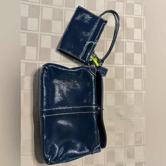 Coach Mini Purse 8” X 6” & Credit Card Holder 4.5” X 3” Navy Blue Dust Bag EUC - Picture 1 of 4